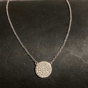 925 SU CZ Sterling Silver Pendant Disc Necklace
